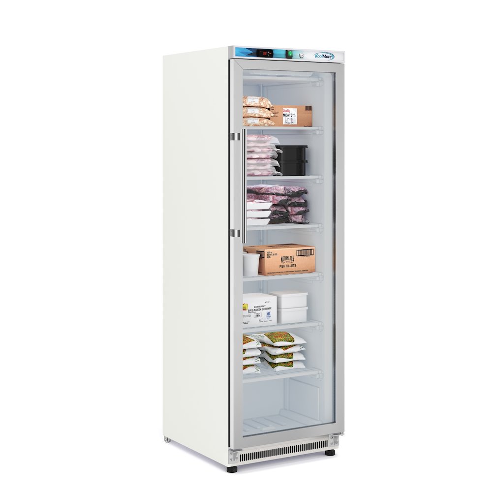 12 Cu. ft. Commercial Freezer with Glass Door in White - Manual Defrost. Picture 1