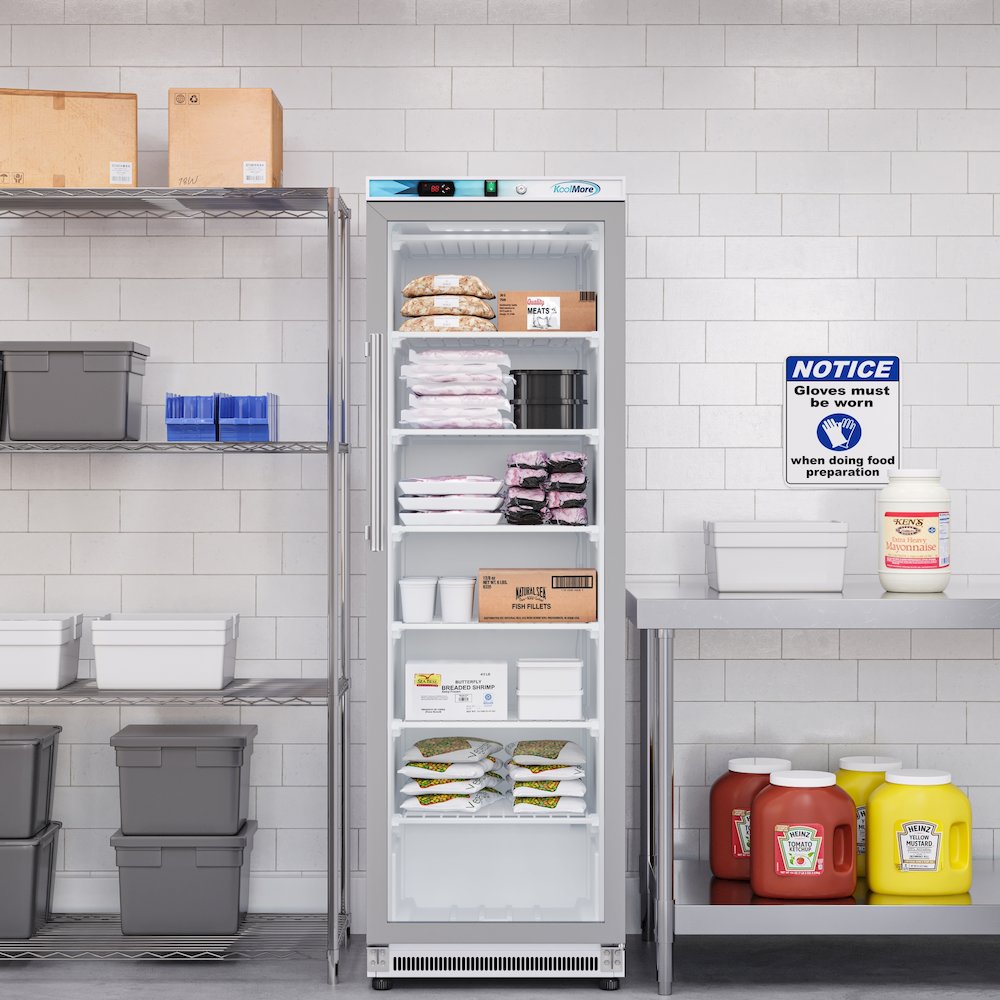 12 Cu. ft. Commercial Freezer with Glass Door in White - Manual Defrost. Picture 7