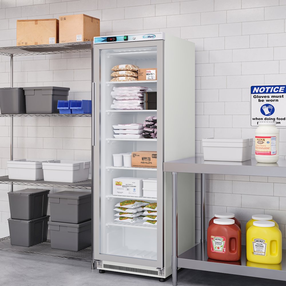 12 Cu. ft. Commercial Freezer with Glass Door in White - Manual Defrost. Picture 8