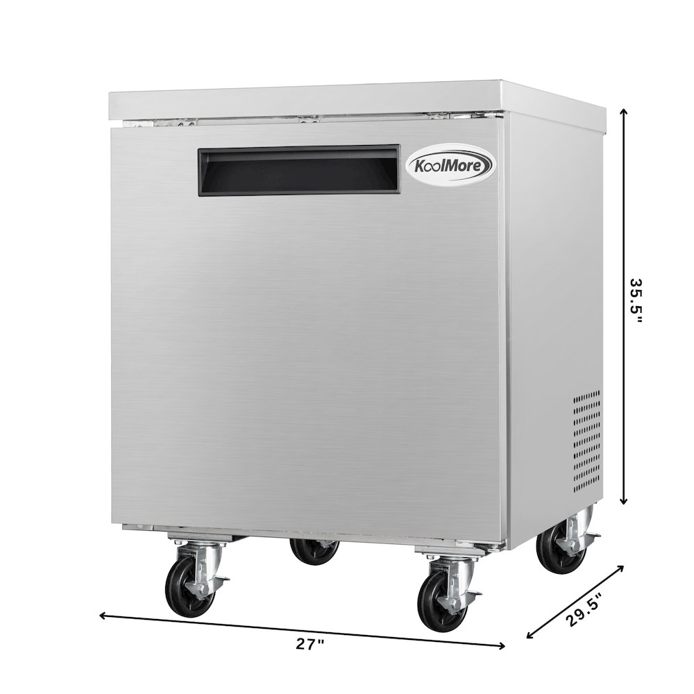 27 in. One-Door Undercounter Freezer in Stainless Steel with Casters, ETL Listed. Picture 2