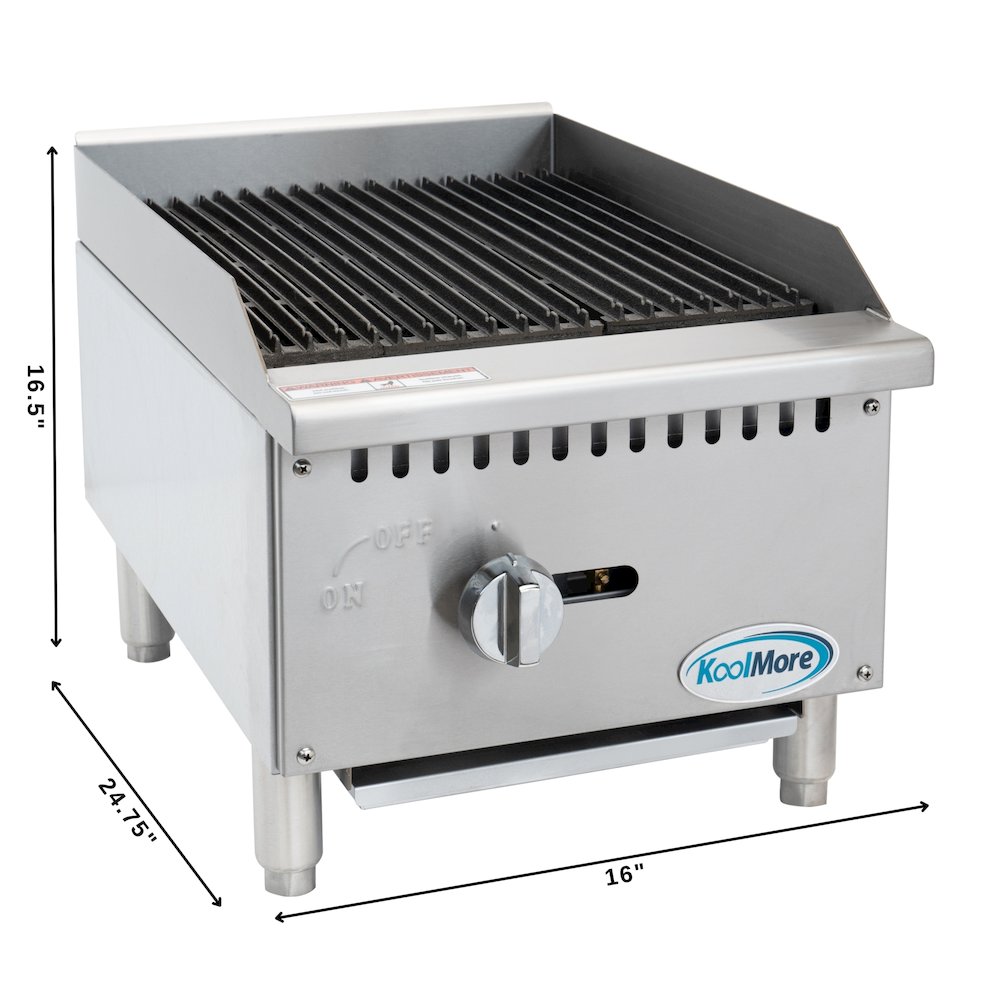16 in. 1-Burner Natural Gas Charbroiler with 30,000 BTU in Stainless-Steel. Picture 2