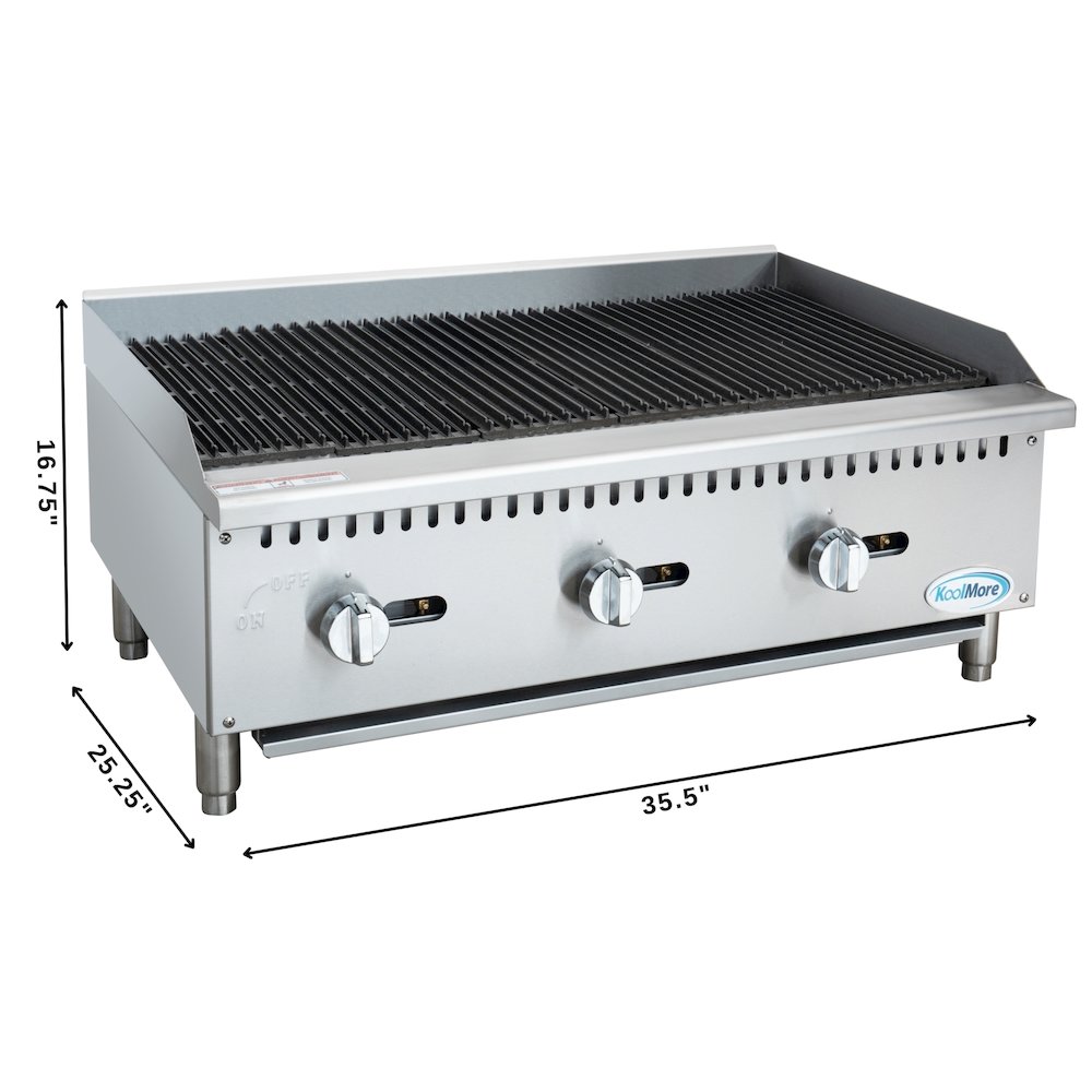 36 in. 3-Burner Natural Gas Charbroiler with 90,000 BTU in Stainless-Steel. Picture 2