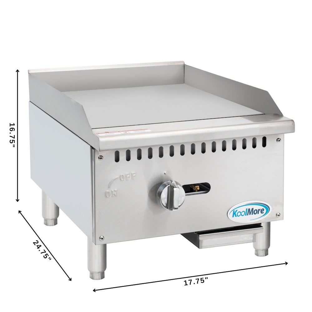 18 in. Natural Gas 1-Burner Griddle with 30,000 BTU in Stainless-Steel. Picture 1
