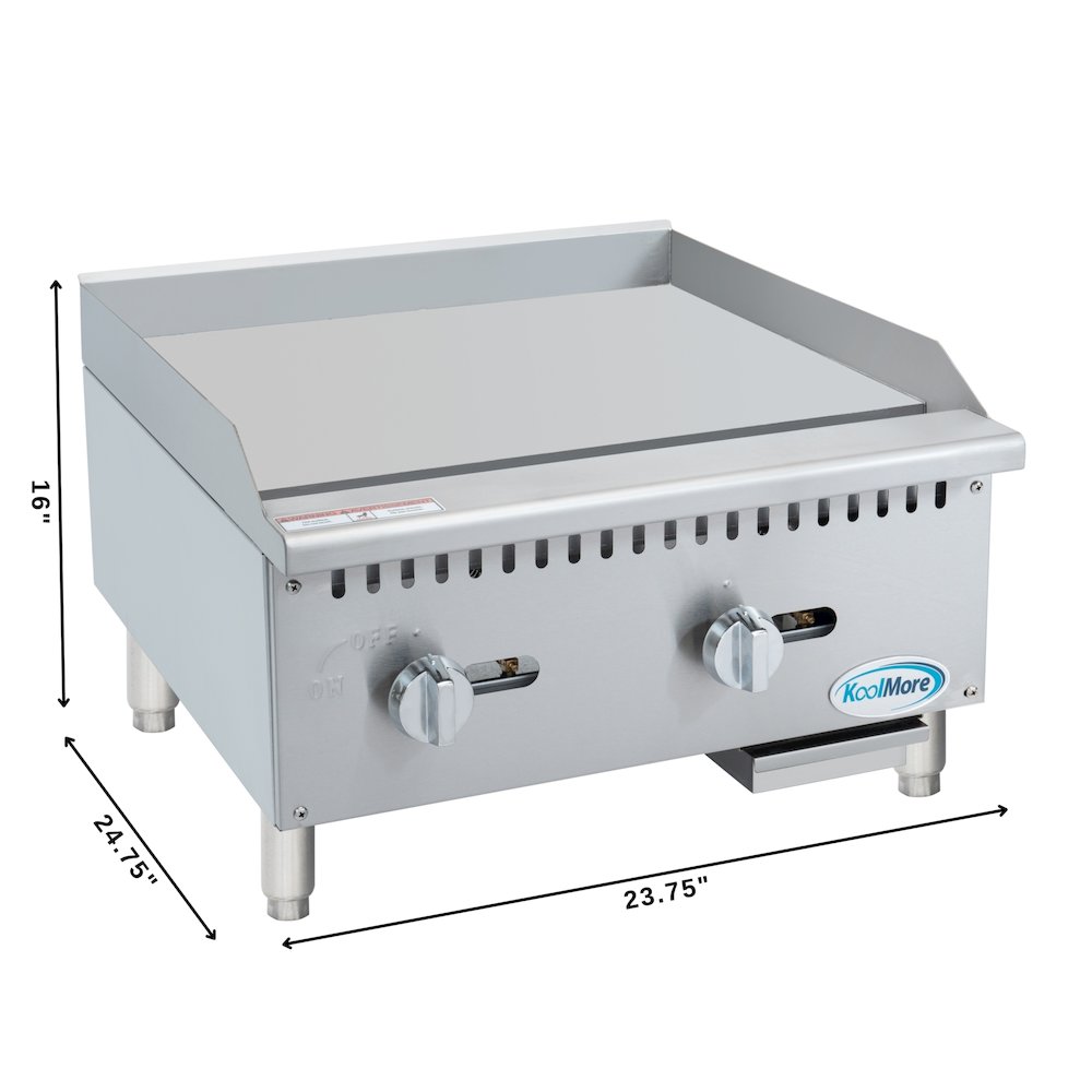24 in. Natural Gas 2-Burner Griddle with 60,000 BTU in Stainless-Steel. Picture 2