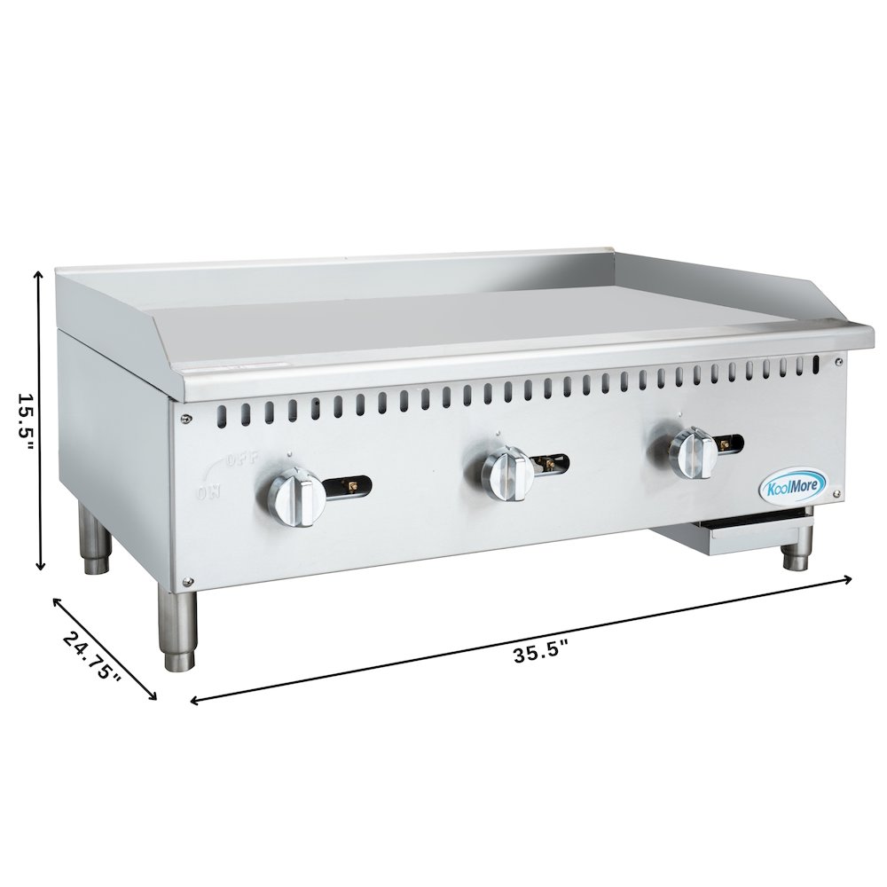 36 in. Natural Gas 3-Burner Griddle with 90,000 BTU in Stainless-Steel. Picture 2