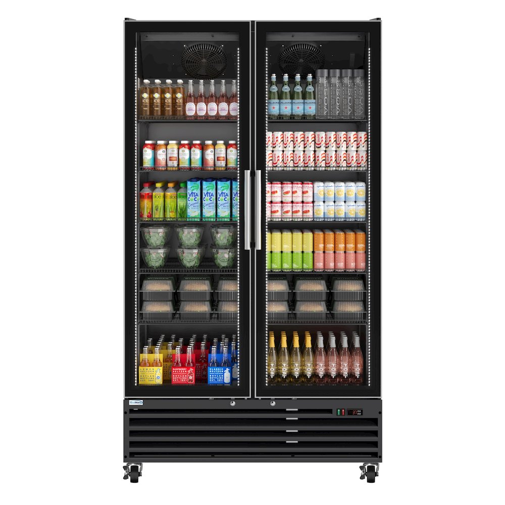 47 in. Two-Door Display Merchandiser Refrigerator in Sleek Black. Picture 3
