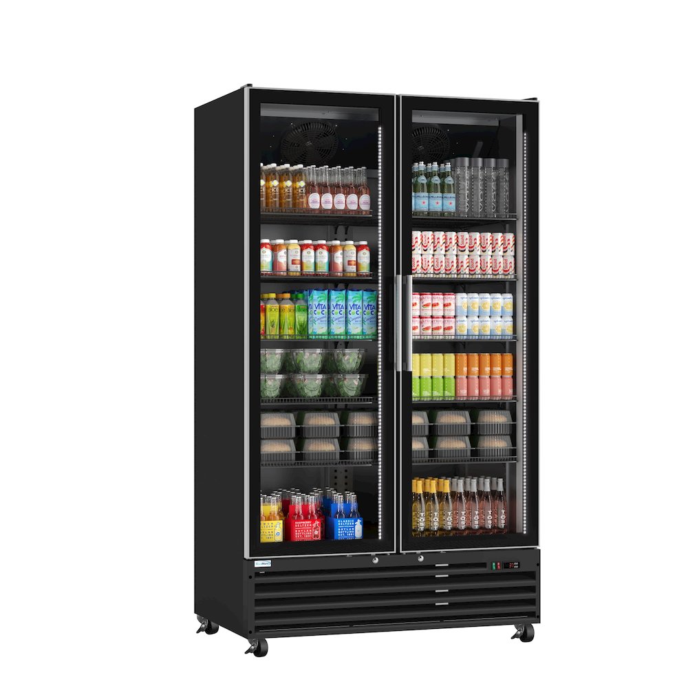 47 in. Two-Door Display Merchandiser Refrigerator in Sleek Black. Picture 1