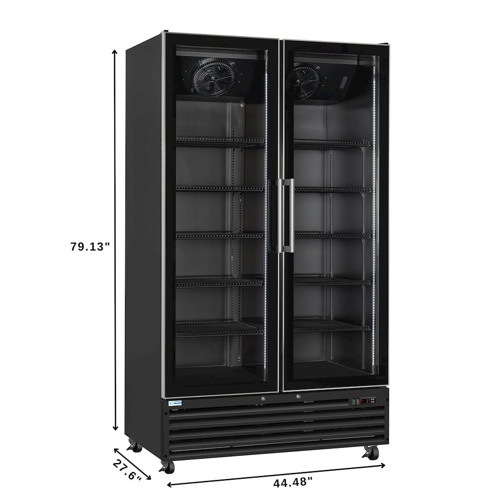 47 in. Two-Door Display Merchandiser Refrigerator in Sleek Black. Picture 2