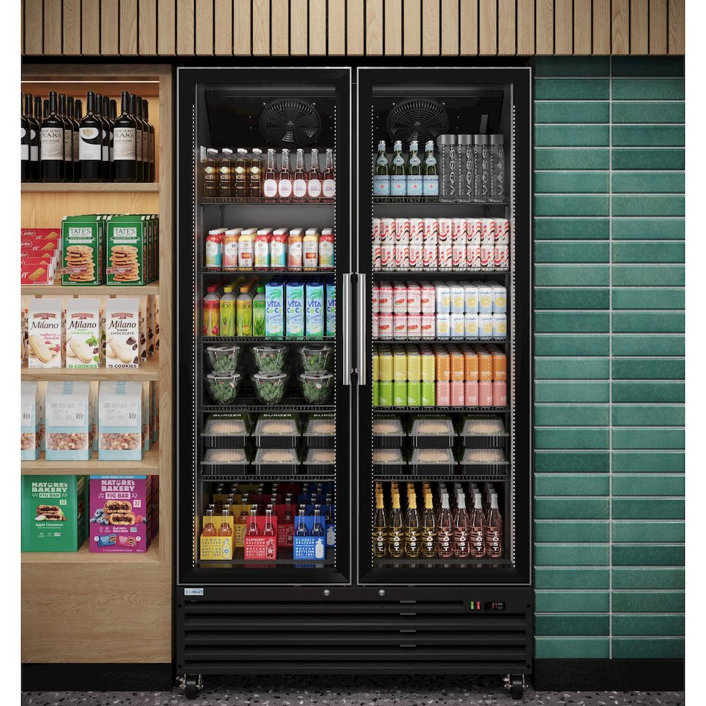 47 in. Two-Door Display Merchandiser Refrigerator in Sleek Black. Picture 5