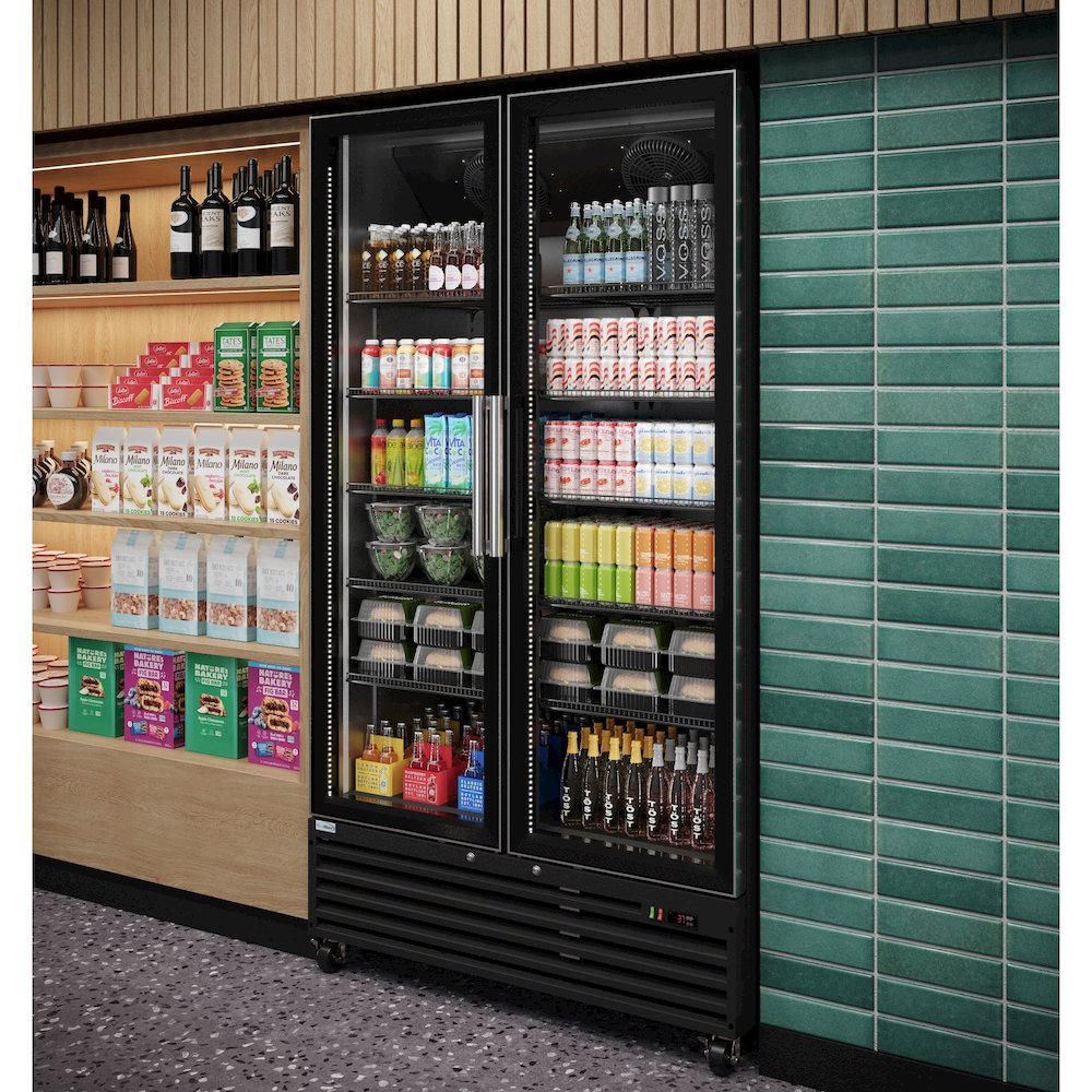 47 in. Two-Door Display Merchandiser Refrigerator in Sleek Black. Picture 6