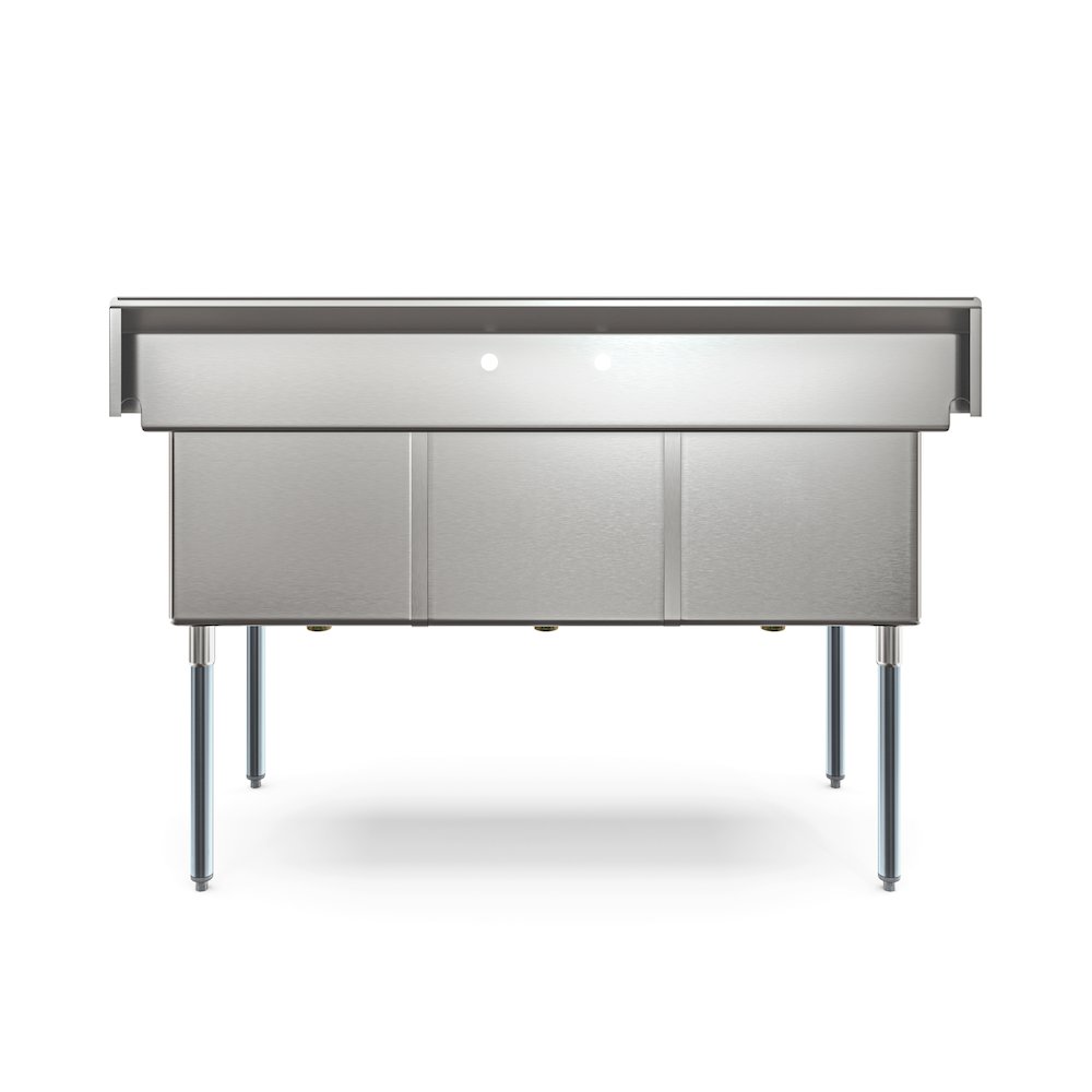 60 in. Three Compartment Sink, Bowl Size 18x24x14 in 18-Gauge Stainless-Steel. Picture 8