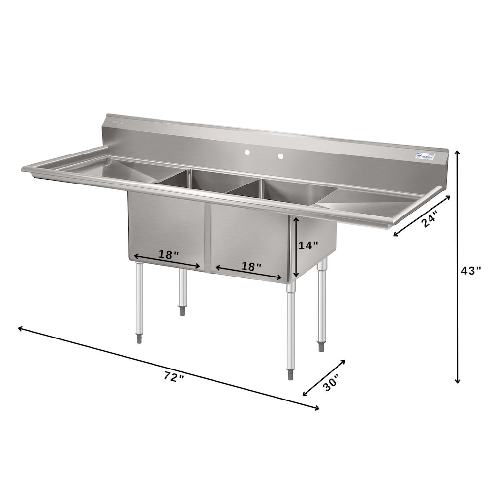 72 in. 18-Gauge 2-Compartment Sink. Picture 2