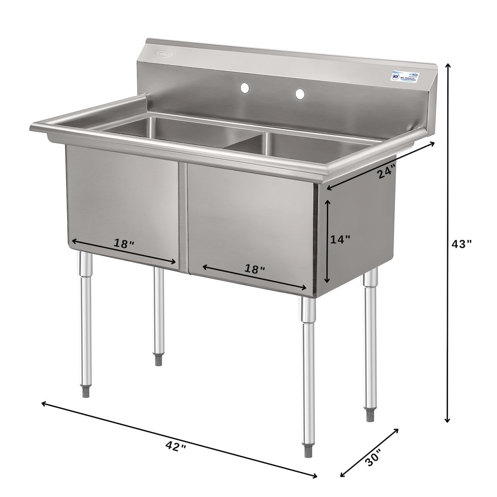42 in. 18-Gauge 2-Compartment Sink. Picture 2