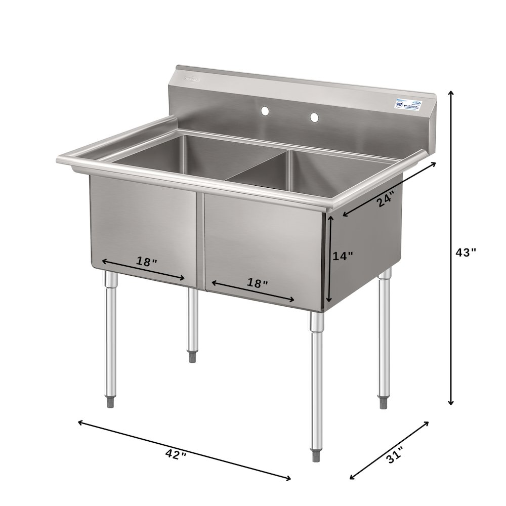 42 in. 18-Gauge 2-Compartment Sink. Picture 2