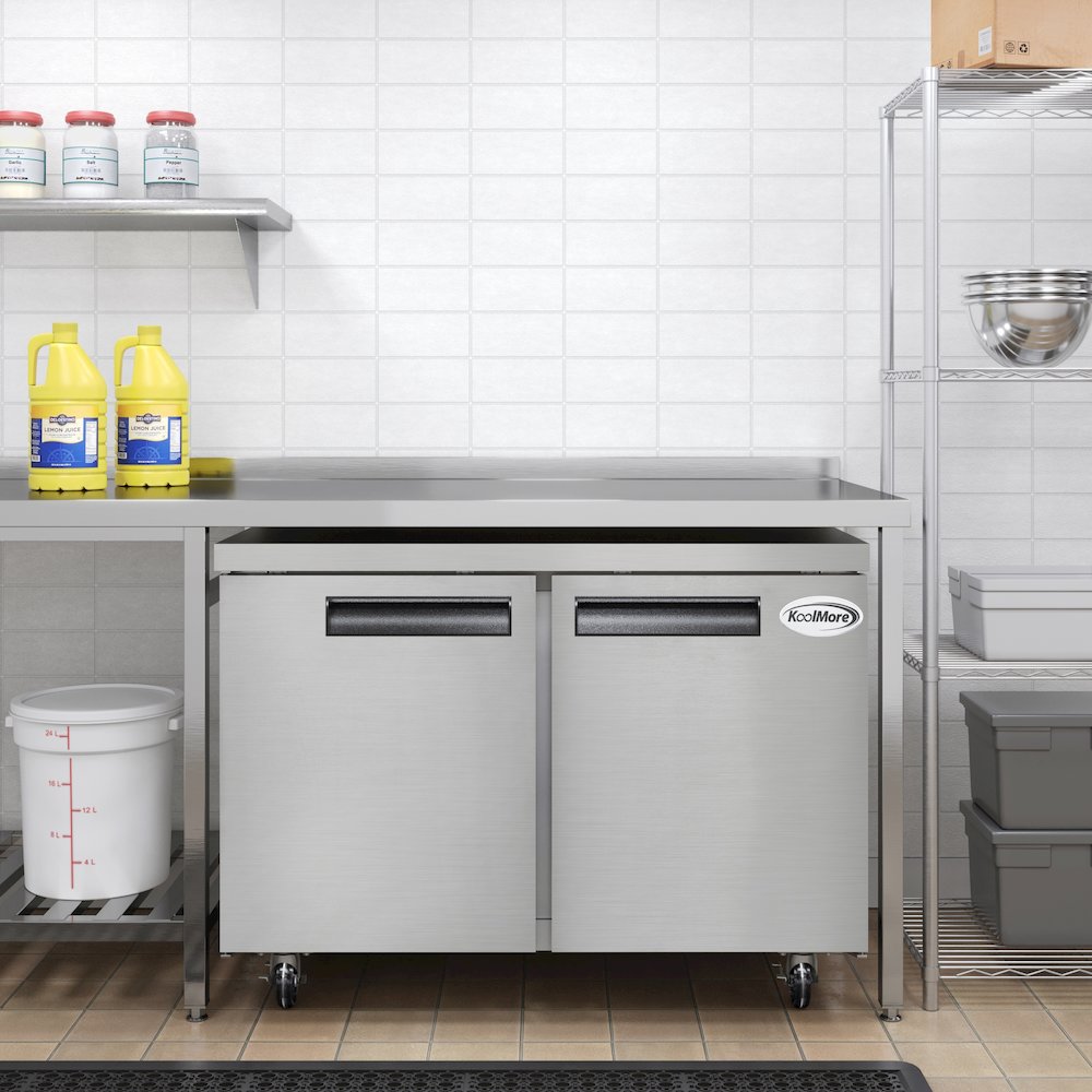 48 in. Two-Door Undercounter Freezer in Stainless Steel with Casters, ETL Listed. Picture 5