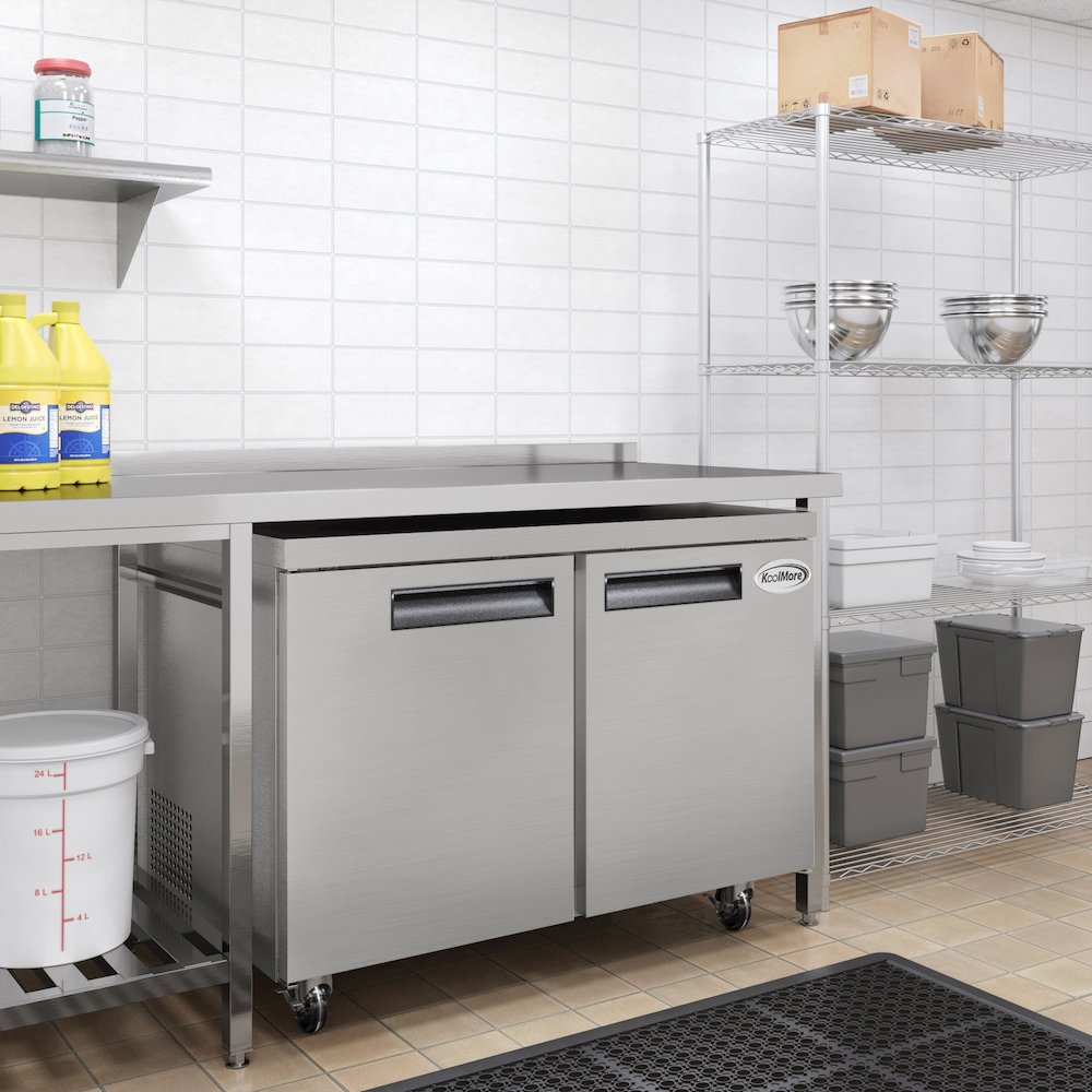 48 in. Two-Door Undercounter Freezer in Stainless Steel with Casters, ETL Listed. Picture 6