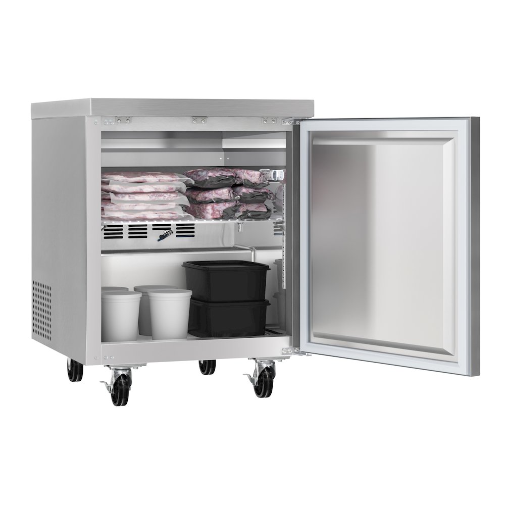27 in. One-Door Undercounter Freezer in Stainless Steel with Casters, ETL Listed. Picture 1