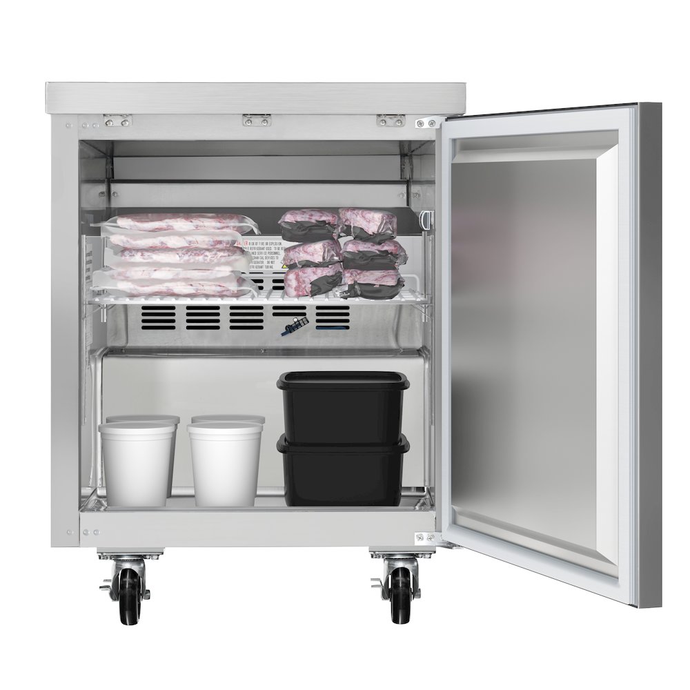 27 in. One-Door Undercounter Freezer in Stainless Steel with Casters, ETL Listed. Picture 4