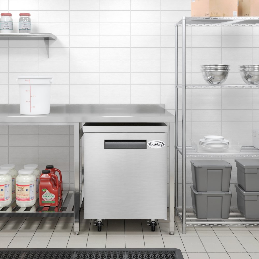27 in. One-Door Undercounter Freezer in Stainless Steel with Casters, ETL Listed. Picture 5