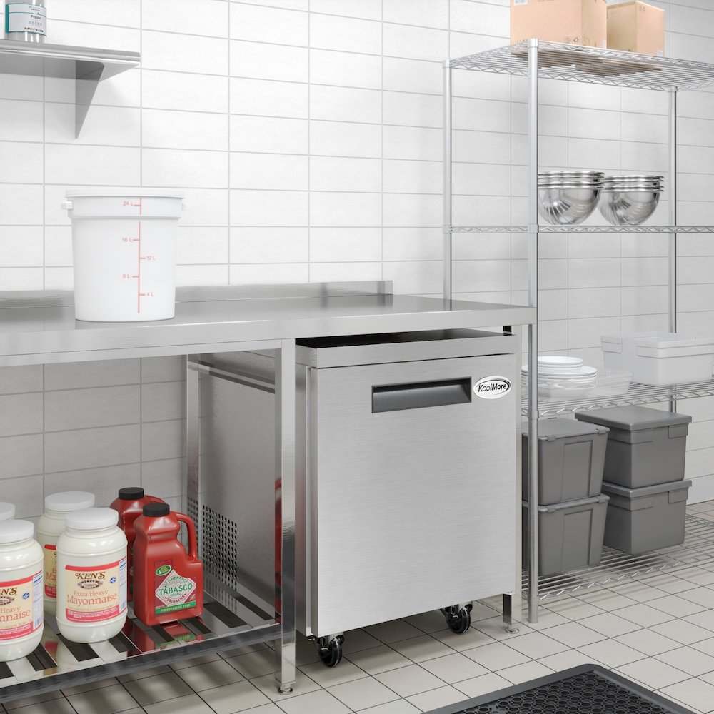 27 in. One-Door Undercounter Freezer in Stainless Steel with Casters, ETL Listed. Picture 6