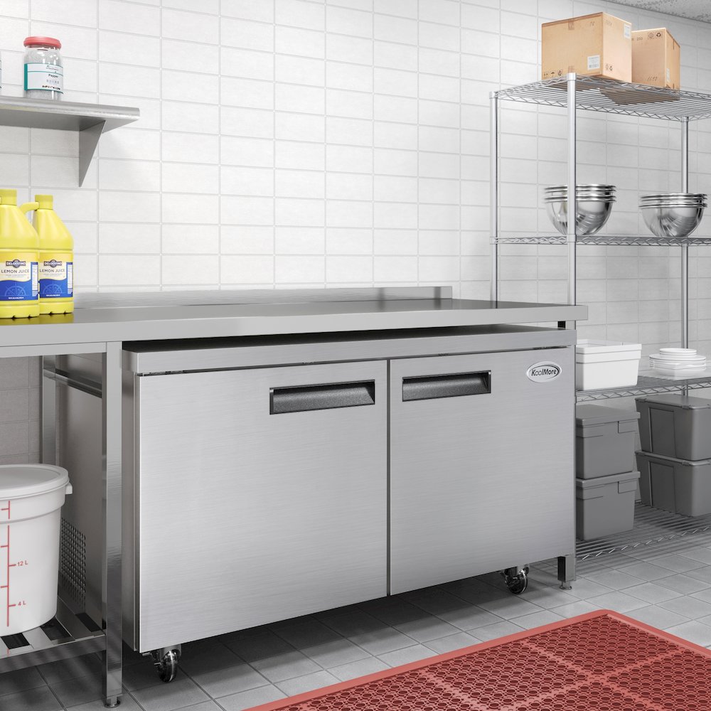 60 in. Two-Door Undercounter Freezer in Stainless Steel with Casters, ETL Listed. Picture 6