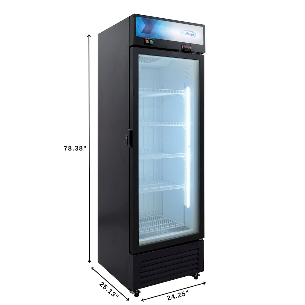 24 in. Commercial One Glass Door Merchandiser Freezer, 12 Cu. Ft. in Black. Picture 2