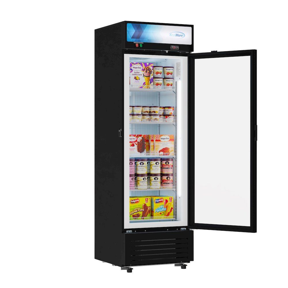 24 in. Commercial One Glass Door Merchandiser Freezer, 12 Cu. Ft. in Black. Picture 1