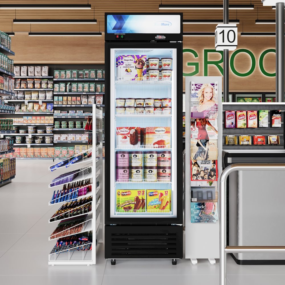 24 in. Commercial One Glass Door Merchandiser Freezer, 12 Cu. Ft. in Black. Picture 4