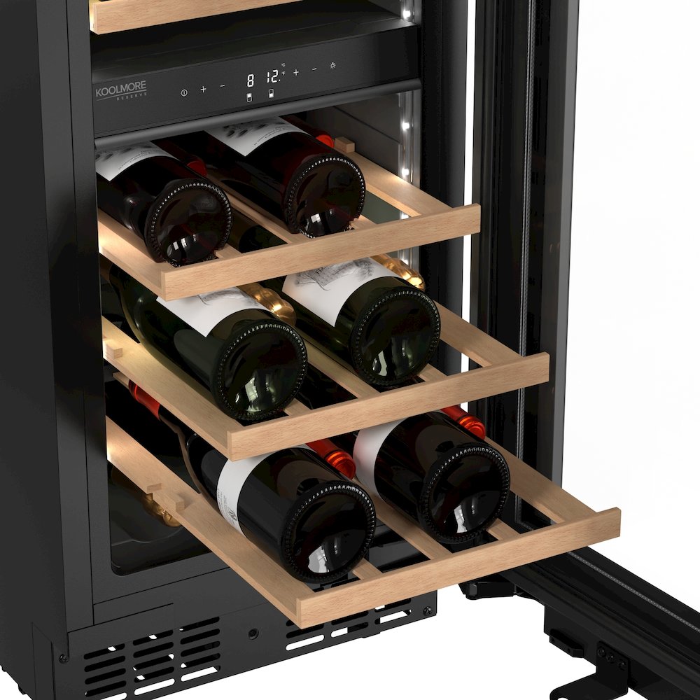 KoolMore Reserve 15 in. Under-Counter Panel Ready Dual Zone Built-in Wine Cooler. Picture 8