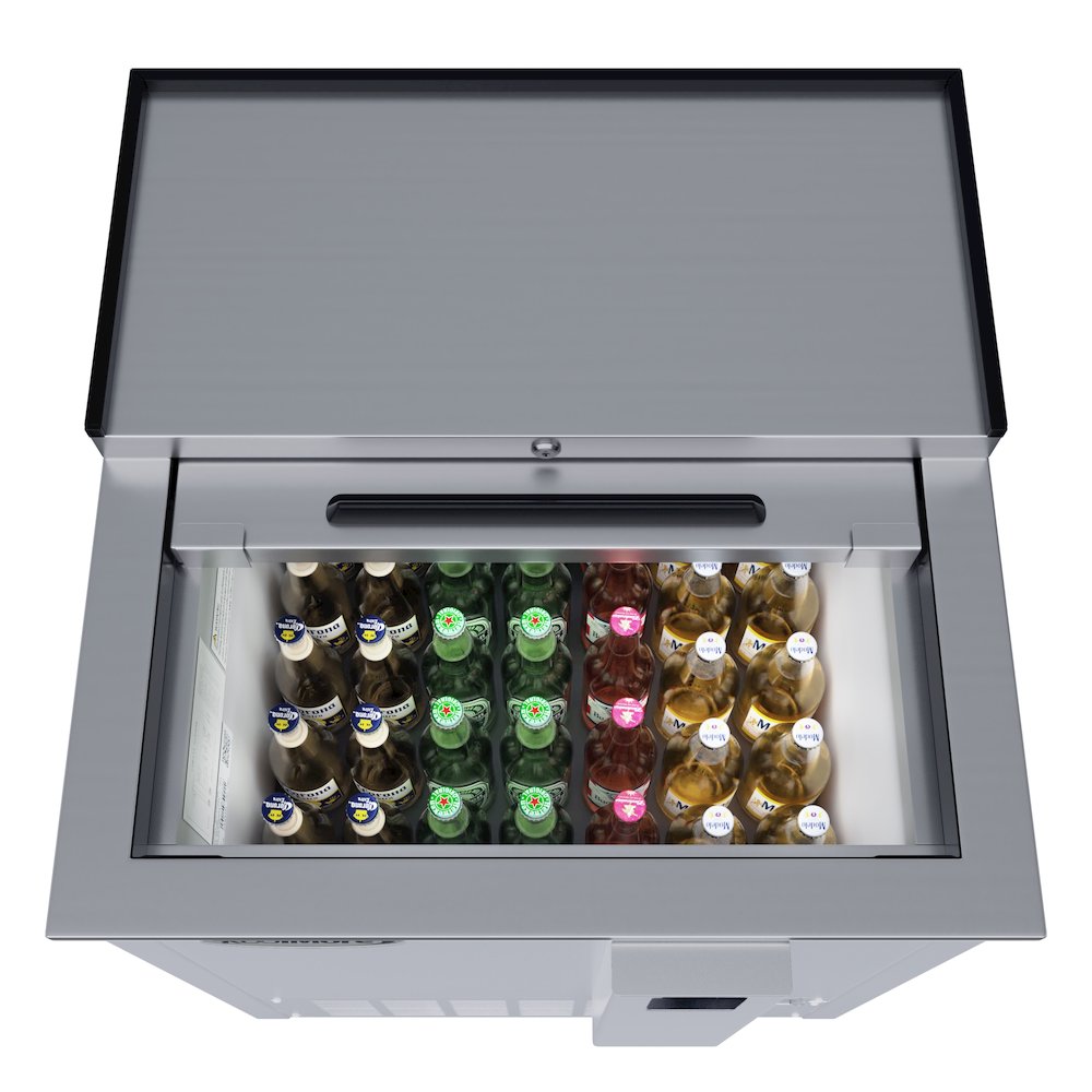 25 in. Bottle Cooler in Stainless-Steel with Built-In Opener, 5 cu. ft.. Picture 1