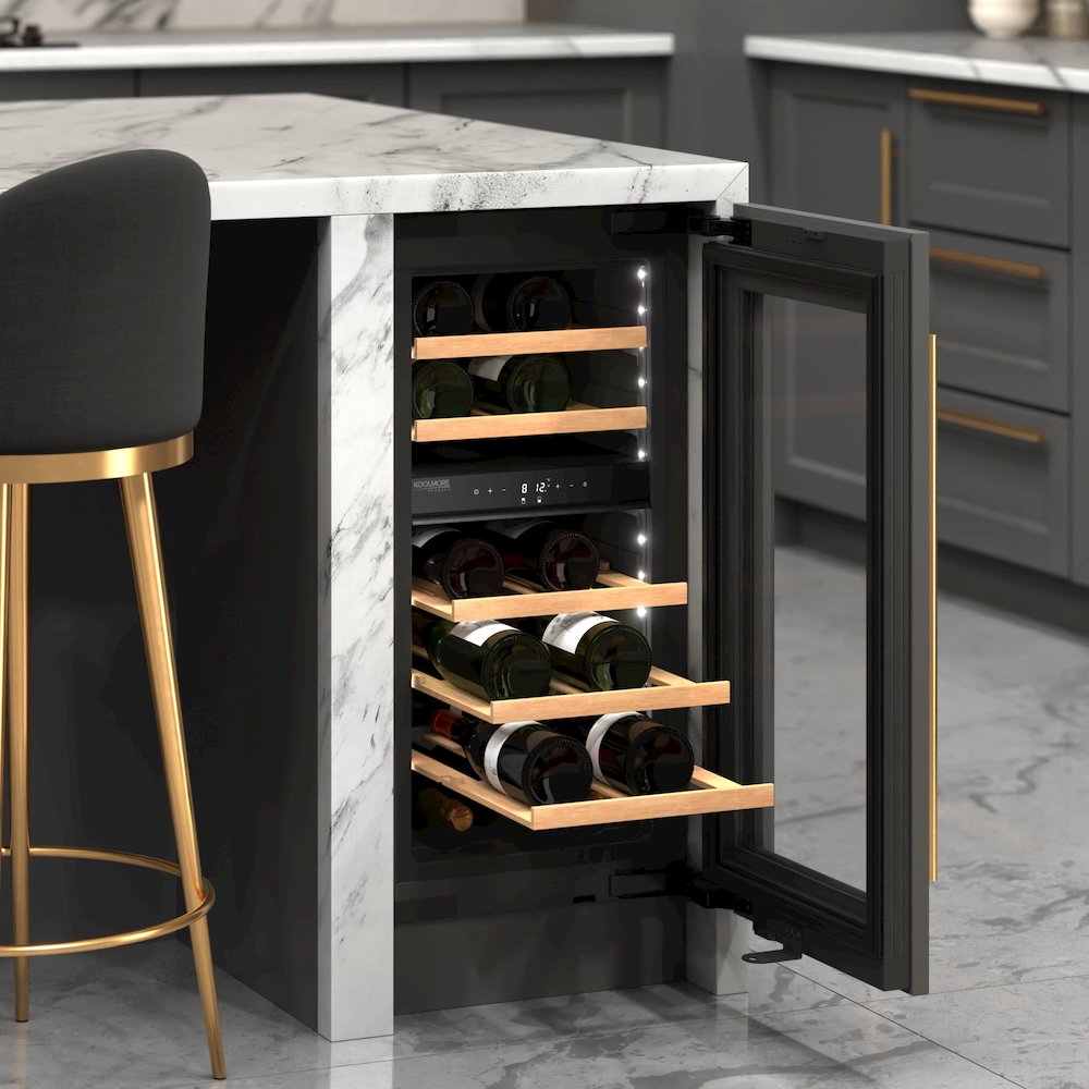 KoolMore Reserve 15 in. Under-Counter Panel Ready Dual Zone Built-in Wine Cooler. Picture 6