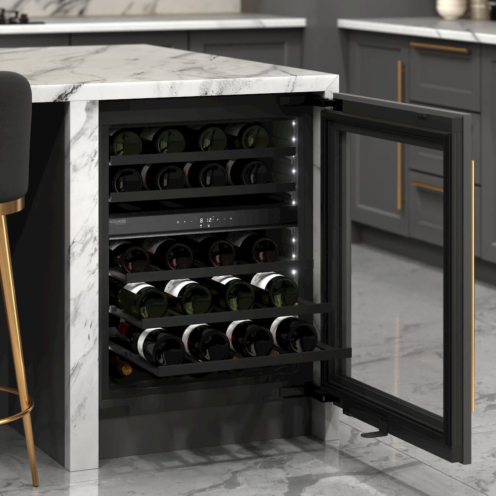 KoolMore Reserve 24 in. Under-Counter Panel Ready Dual Zone Built-in Wine Cooler. Picture 7