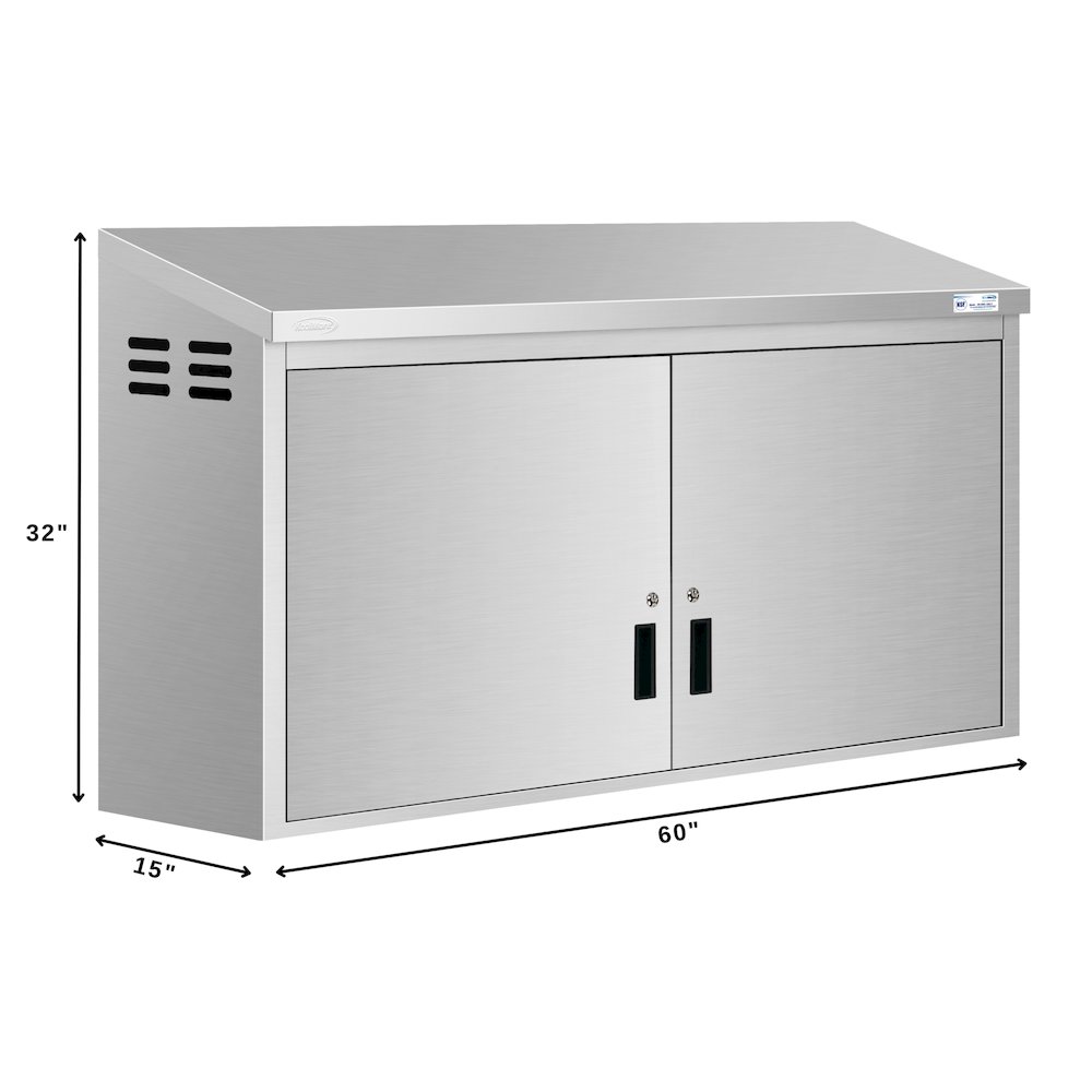 60 in. Kitchen Wall Cabinet with Hinged Doors and 2 shelves in Stainless-Steel. Picture 4
