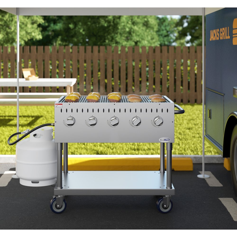 36 in. Commercial Mobile Outdoor Grill in Stainless Steel. Picture 4