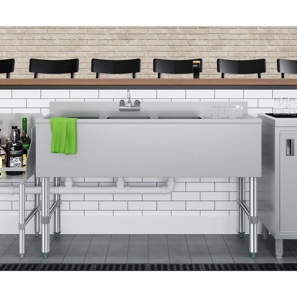 48 in. Three-Compartment Under-Bar Sink. Picture 4