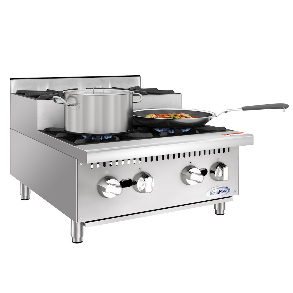 24 in. Commercial Four-Burner Step Up Range, 104000 BTU in Stainless-Steel. Picture 1