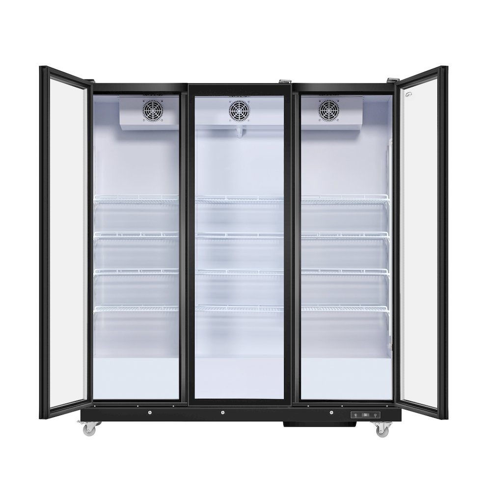 71 in. 3 Fully Glass Door Merchandiser Refrigerator, 46 cu. ft. in Black. Picture 6