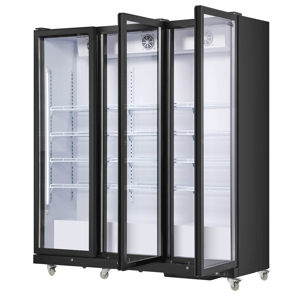 71 in. 3 Fully Glass Door Merchandiser Refrigerator, 46 cu. ft. in Black. Picture 7