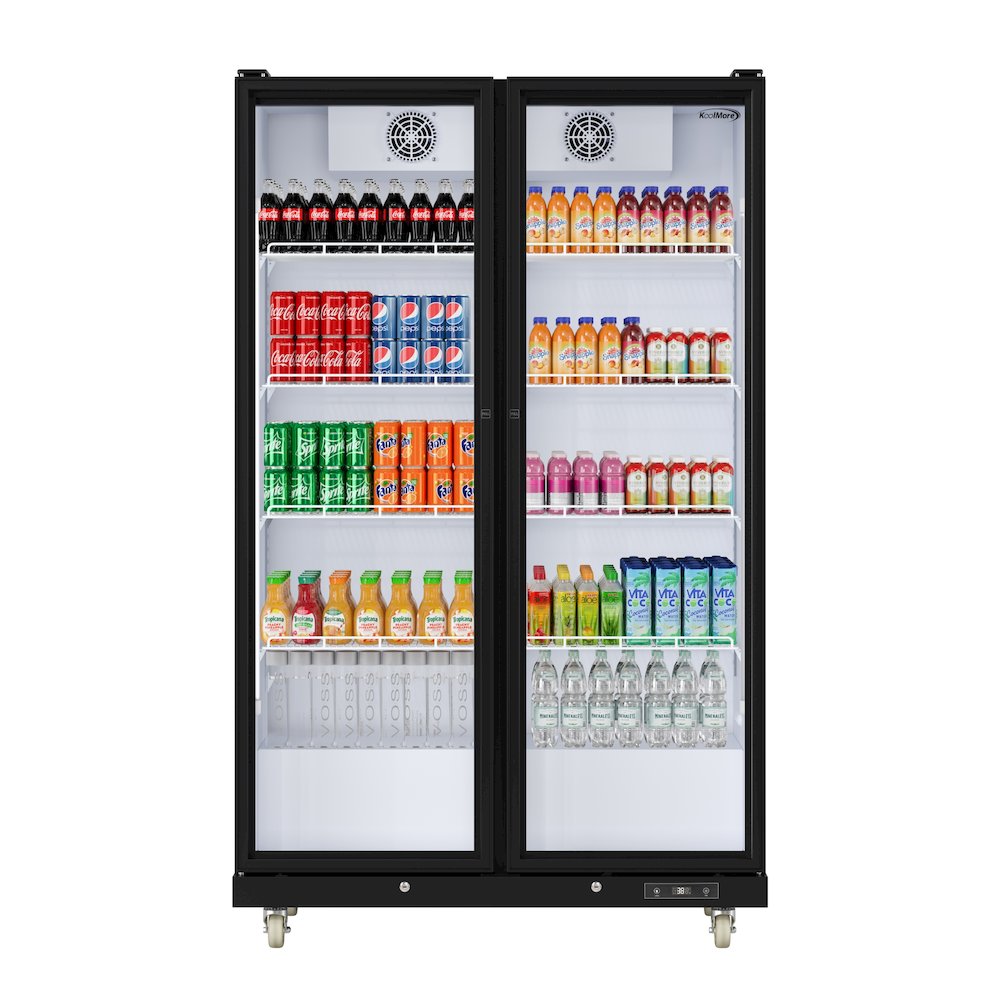 47 in. 2 Fully Glass Door Merchandiser Refrigerator, 30 Cu. Ft. in Black. Picture 3