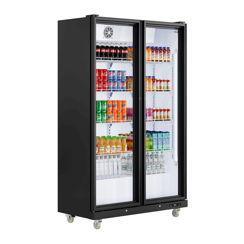 47 in. 2 Fully Glass Door Merchandiser Refrigerator, 30 Cu. Ft. in Black. Picture 1