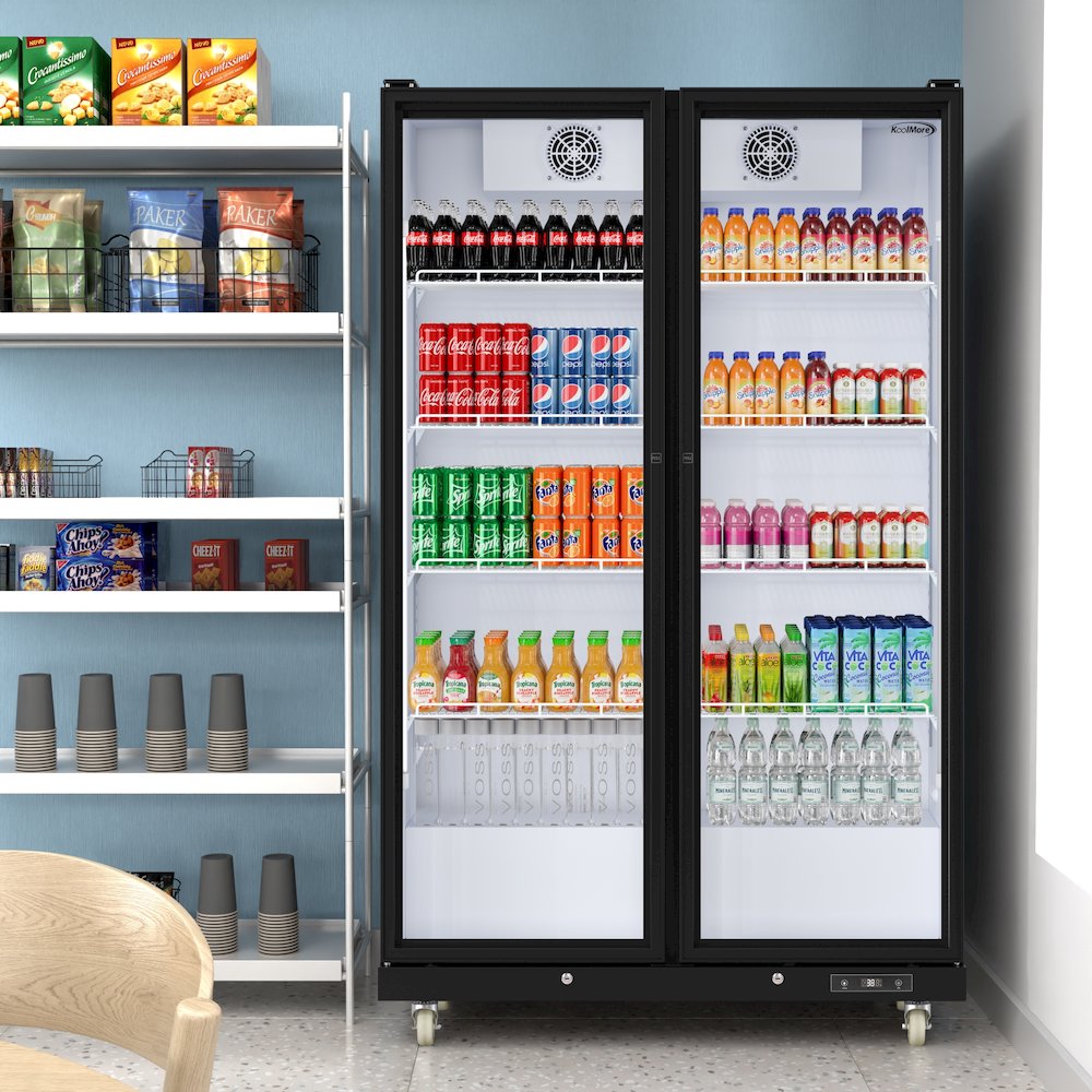 47 in. 2 Fully Glass Door Merchandiser Refrigerator, 30 Cu. Ft. in Black. Picture 4