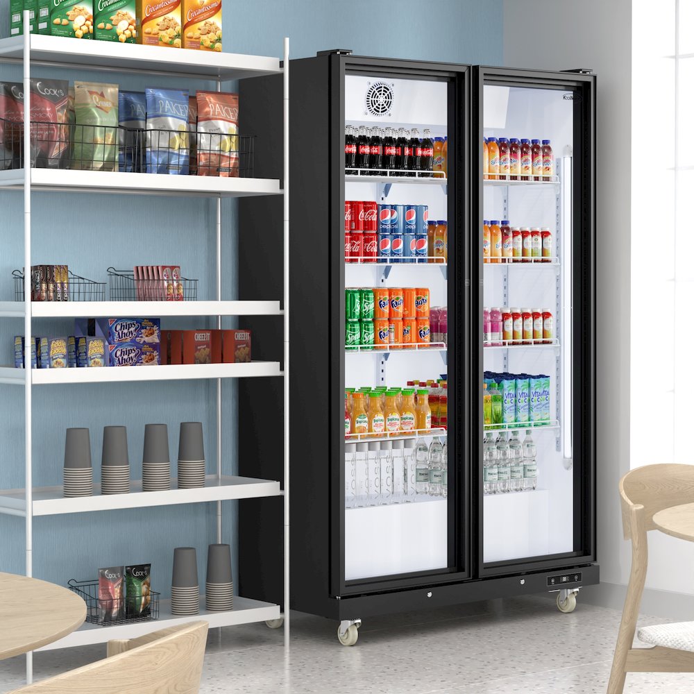 47 in. 2 Fully Glass Door Merchandiser Refrigerator, 30 Cu. Ft. in Black. Picture 5