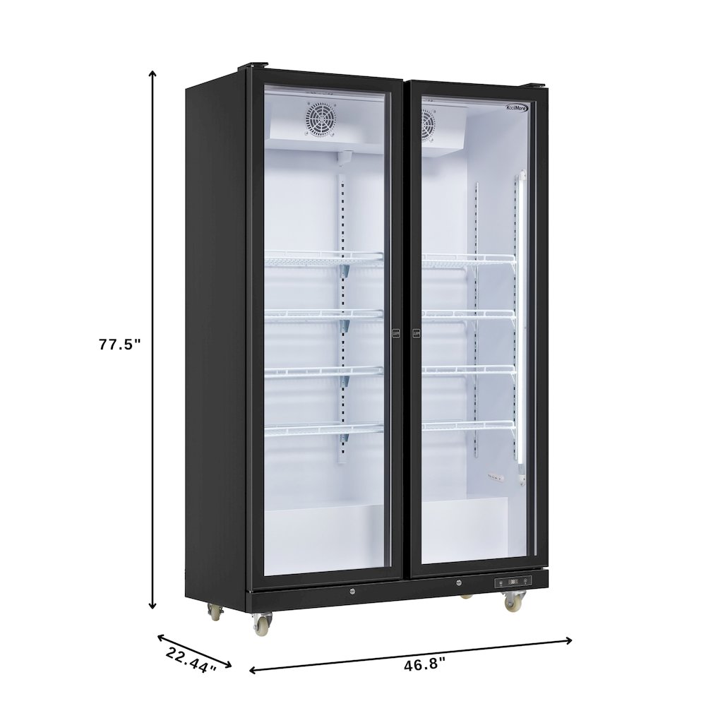 47 in. 2 Fully Glass Door Merchandiser Refrigerator, 30 Cu. Ft. in Black. Picture 2