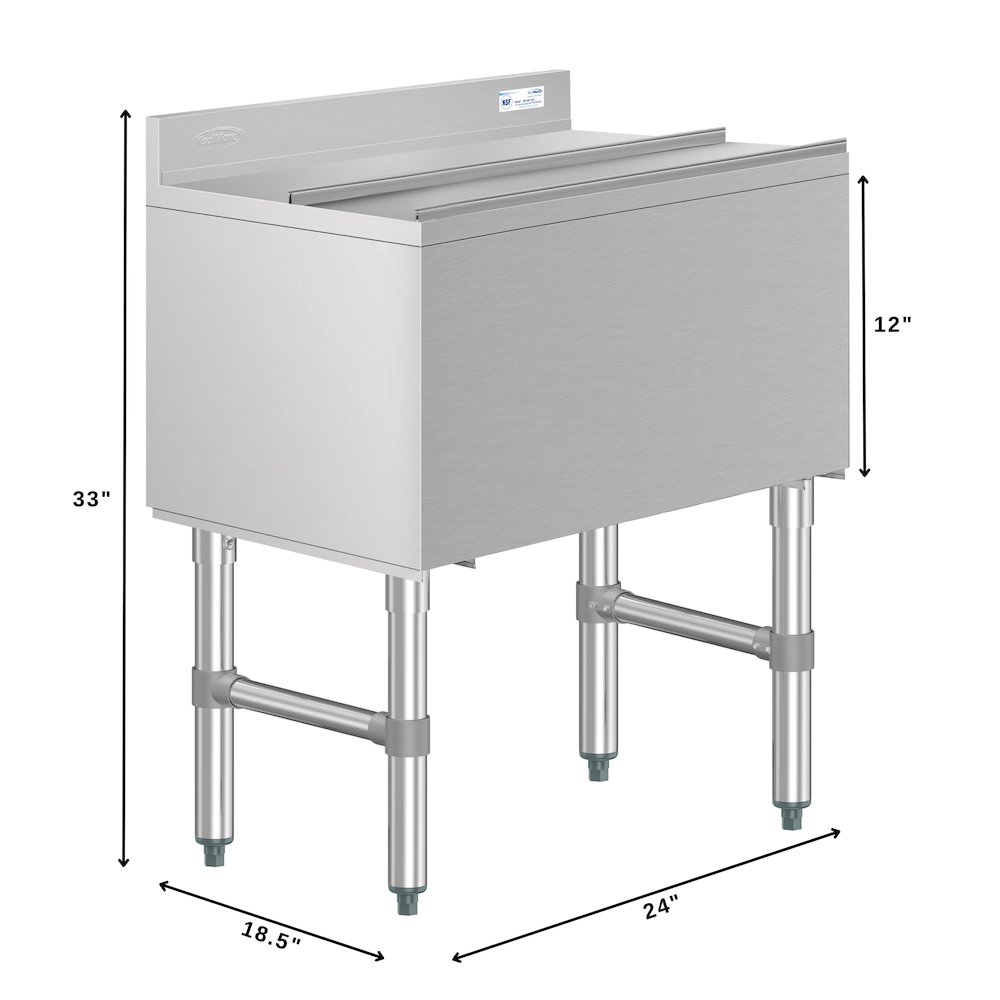 24 in. Commercial Underbar Ice Bin with Siding Lid in Stainless Steel. Picture 4