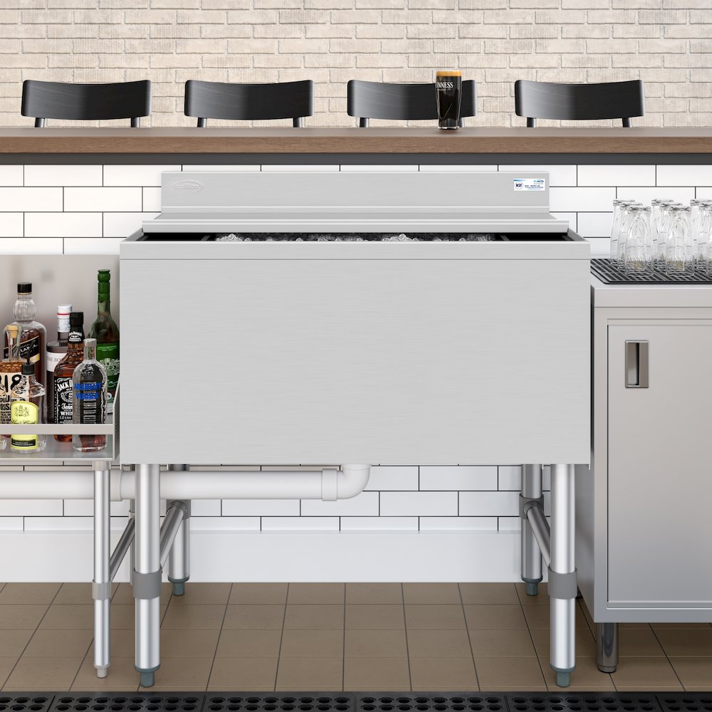 30 in. Commercial Underbar Ice Bin with Siding Lid in Stainless Steel. Picture 4