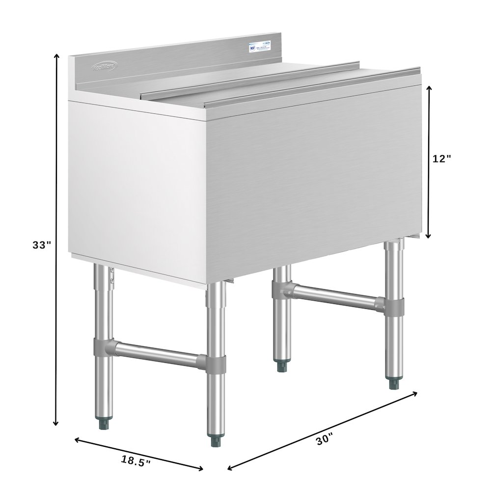 30 in. Commercial Underbar Ice Bin with Siding Lid in Stainless Steel. Picture 2