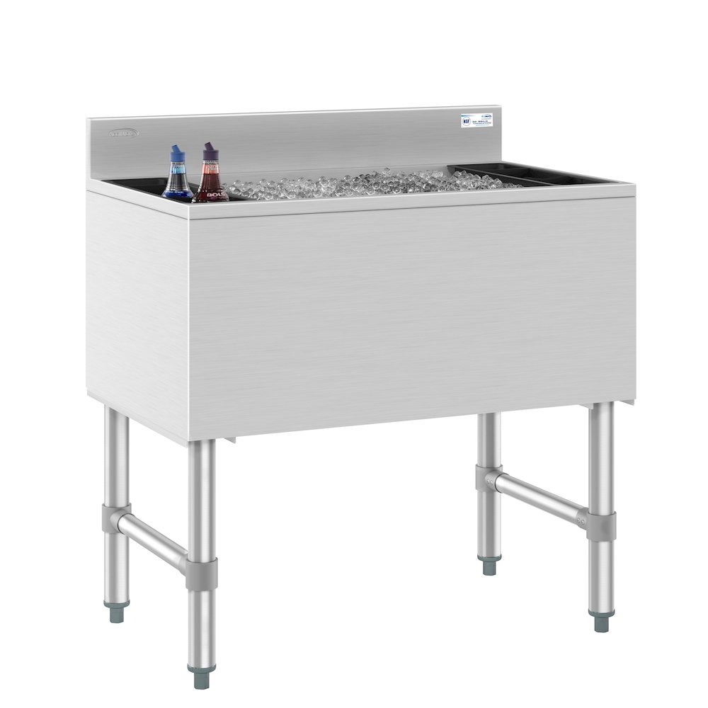 30 in. Commercial Underbar Ice Bin with Siding Lid in Stainless Steel. Picture 1