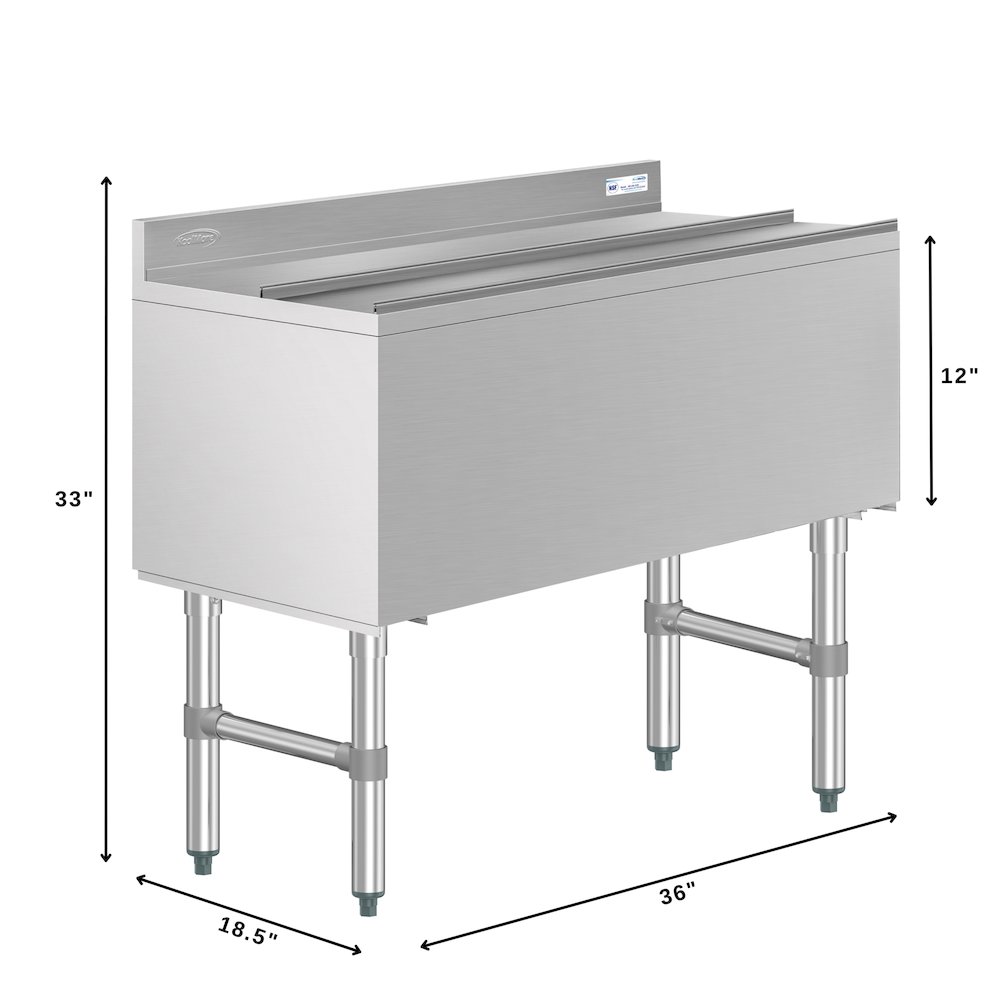 36 in. Commercial Underbar Ice Bin with Siding Lid in Stainless Steel. Picture 2