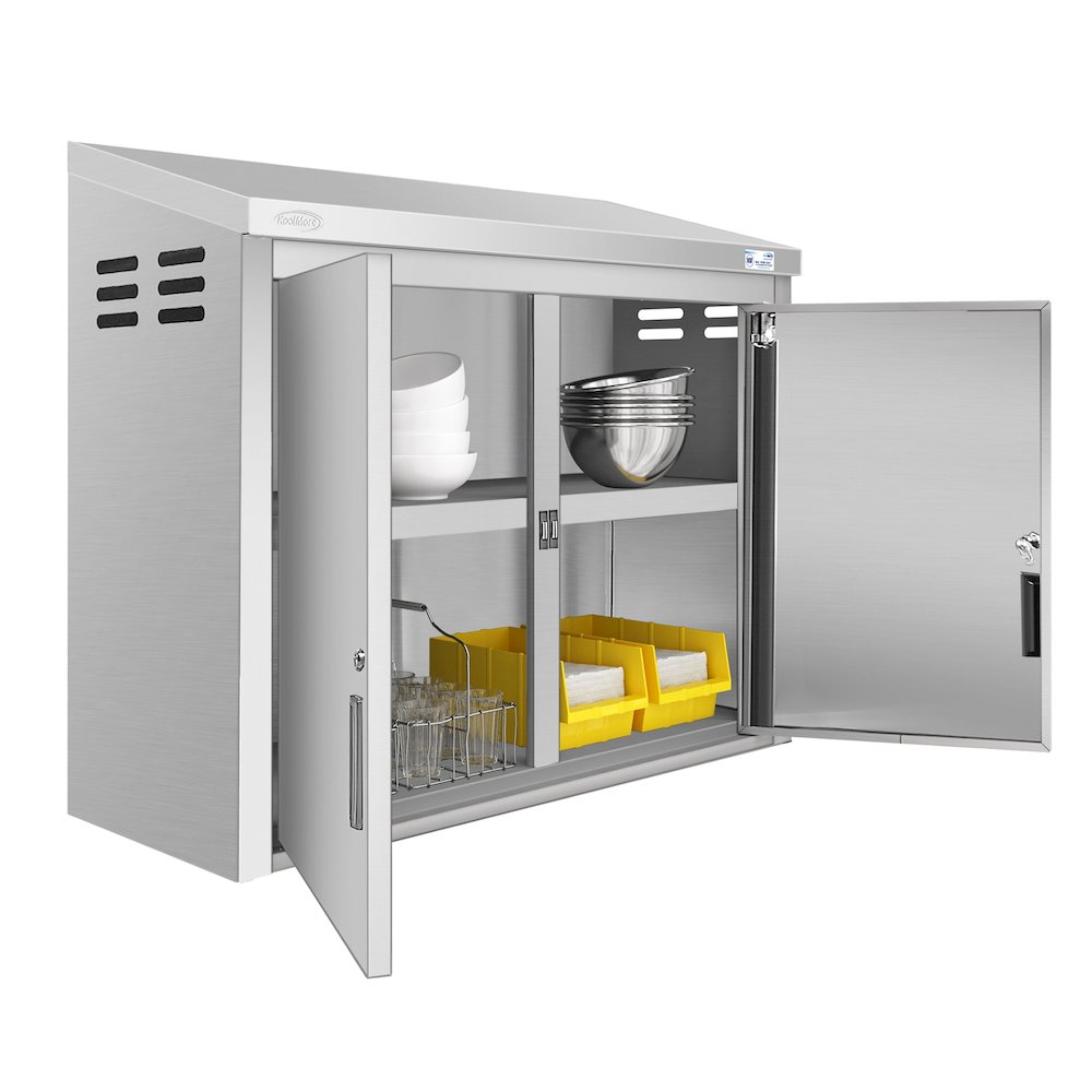 36 in. Kitchen Wall Cabinet with Hinged Doors and 2 shelves in Stainless-Steel. Picture 2