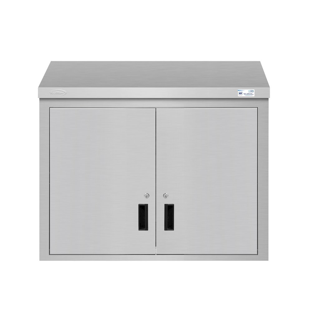 36 in. Kitchen Wall Cabinet with Hinged Doors and 2 shelves in Stainless-Steel. Picture 3